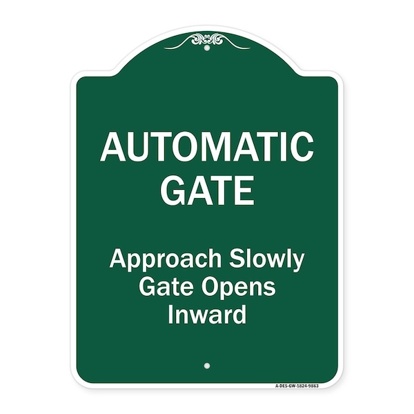 Automatic Gate Approach Slowly Gate Opens Inward Heavy-Gauge Aluminum Sign, 24" x 18", GW-1824-9863